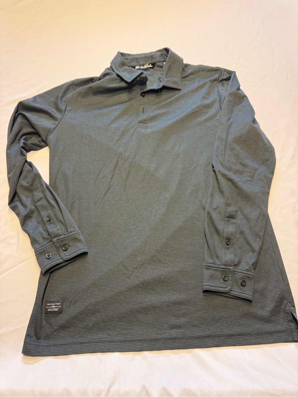 TravisMathew Men's Long Sleeve Polo in Charcoal